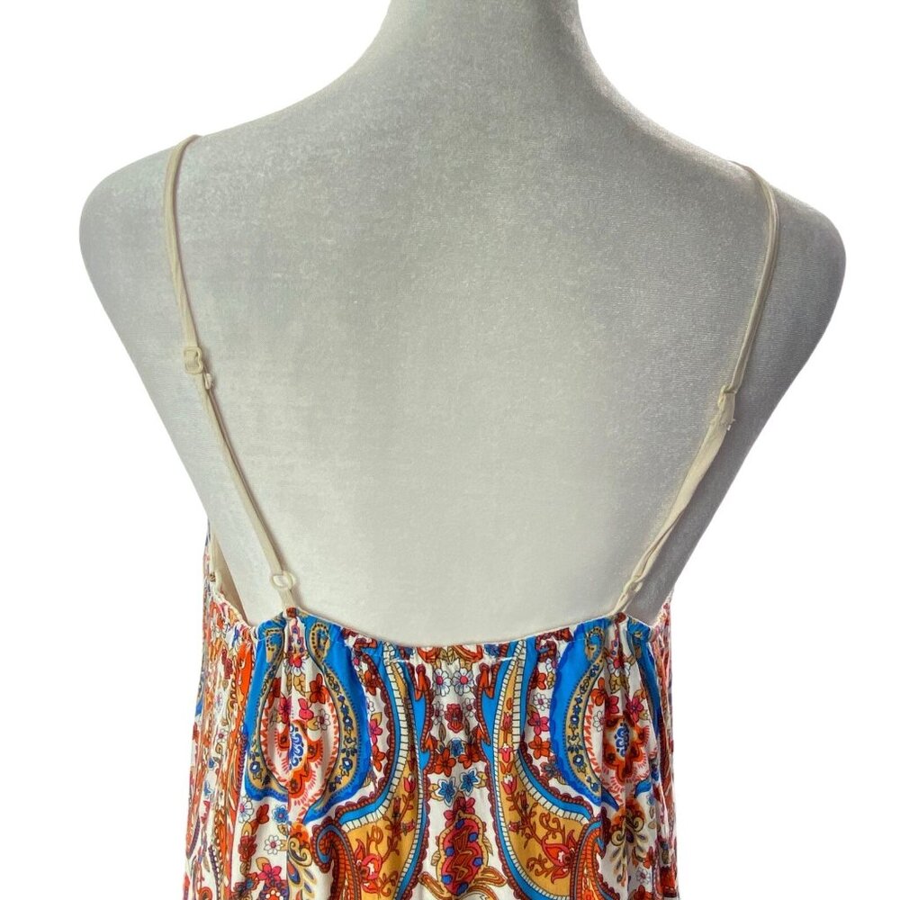 FLYING TOMATOES Women Thin Strap V Neck Maxi Dress Sz M Multicolor Vacation 56-1 - Picture 4 of 11